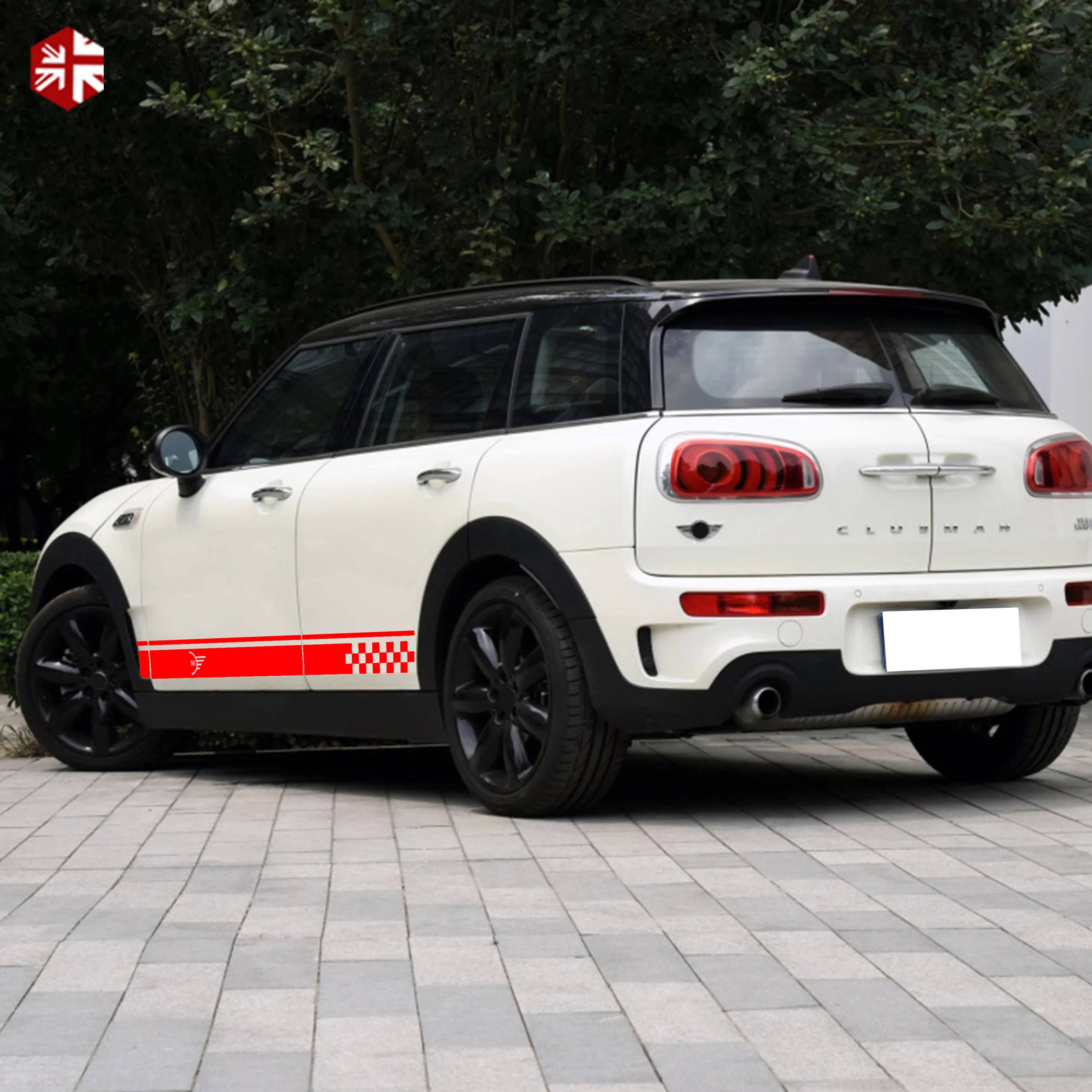 2 Pcs Car Styling MINI Logo Car Door Side Stripes Skirt Sticker Body Graphics Decal For MINI Cooper Clubman F54  Accessories