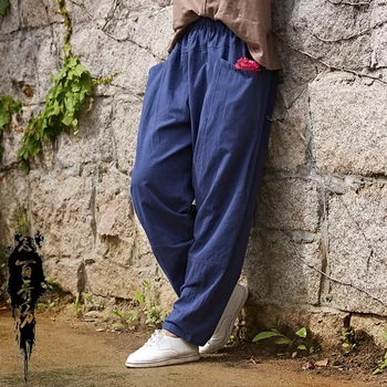 

20 Spring and Summer Cotton and Linen Women's New Original Literary Ladies Wild Washed Women's Trousers Feet Pants