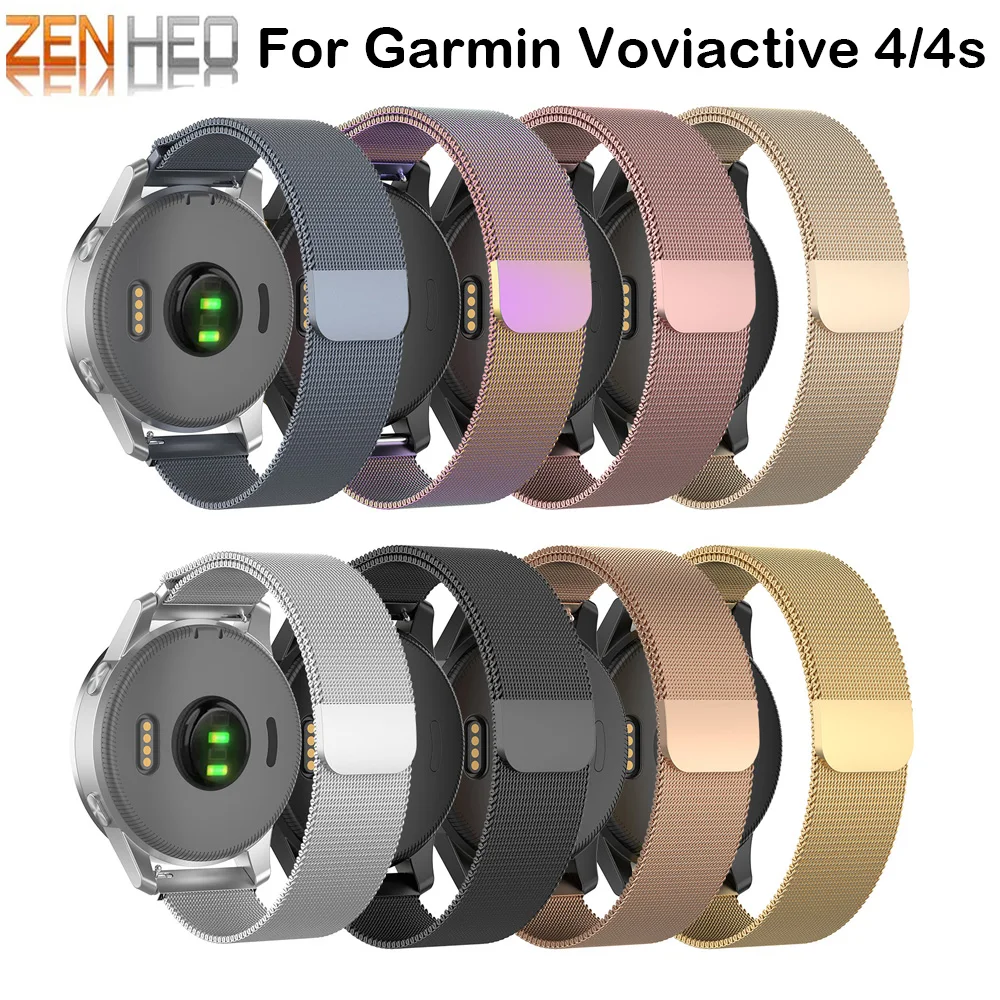 

18MM 22MM Magnetic Metal Wrist Strap For Garmin Vivoactive 4 4S Smart Watch Band Milanese Straps For Vivoactive 4S Watchbands