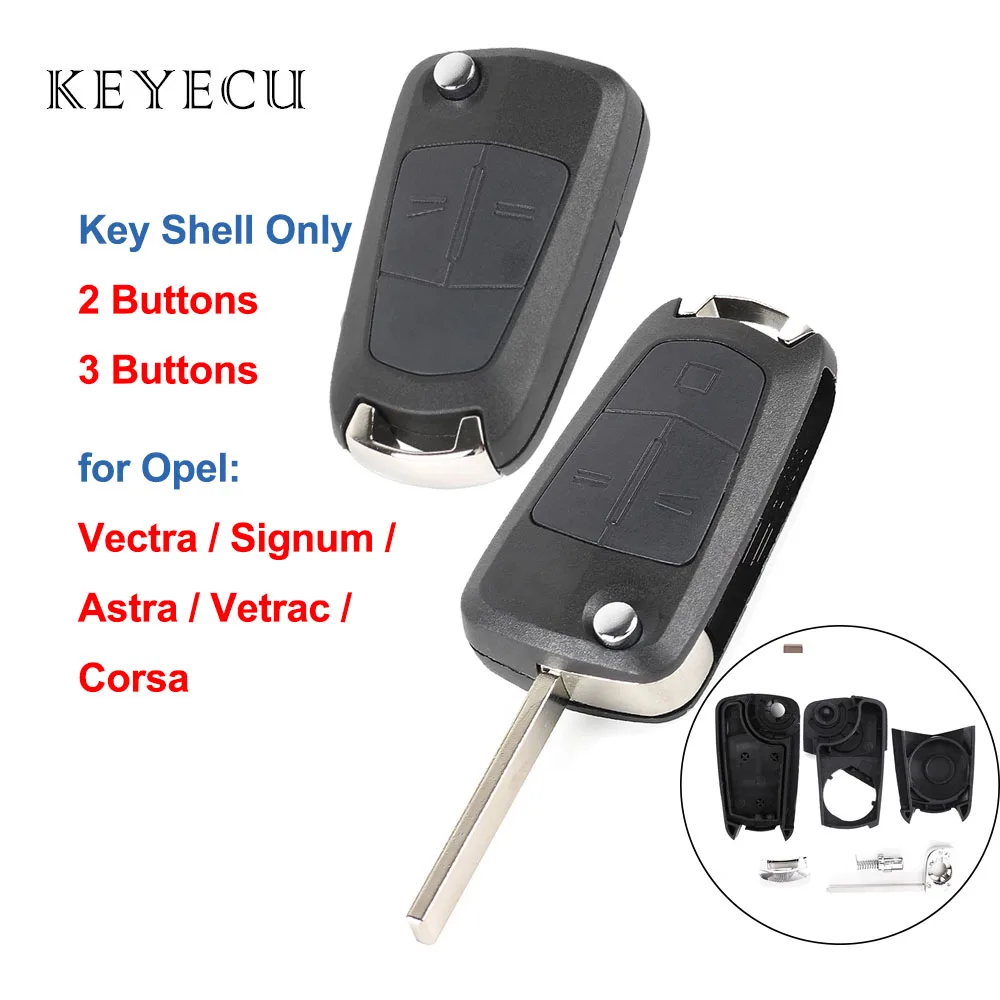 

Flip Remote Key Fob Shell Case Cover Replacement 2 3 Buttons uncut HU100 Blade for Vauxhall Opel Astra Vectra Corsa Signum