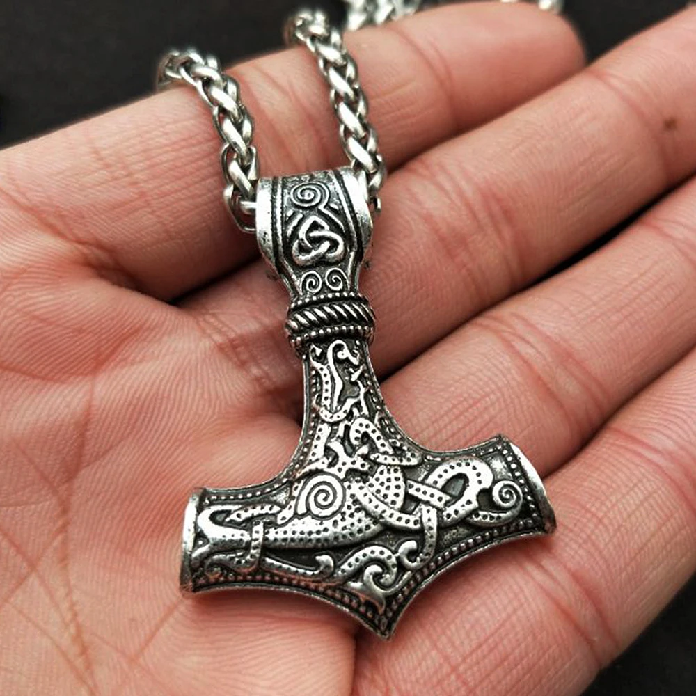 Винтажное ожерелье с подвеской в виде молота Тора викинга из нержавеющей стали