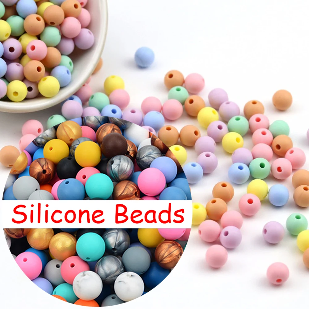 

15mm Silicone Colorful Beads For Baby Infant Teether Necklace Jewelry Bracelet For Mommy DIY Handmaking Baby Teether Accessories