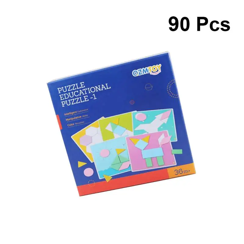 90Pcs Деревянные головоломки различные геометрические деревянные практичные творческие деревянный Танграм Развивающие игрушки для детей дома - Цвет: 90Pcs