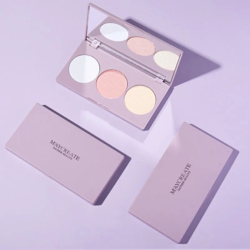 Facial Highlight Foundation 3-color Face Makeup Cream Brighten Skin Color Cover Blemishes Facial Makeup Palette