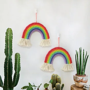 

Corful Cotton Macrame Wall Hanging Tapestry Rainbow Room Decoration Tassels Living Room Decor wanddoek T186