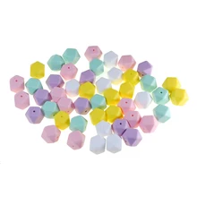 

100pcs 17mm Hexagon Silicone Beads DIY Teething Pacifier Chain Clip Dental Care Chew Food Grade Bead Baby Teethers