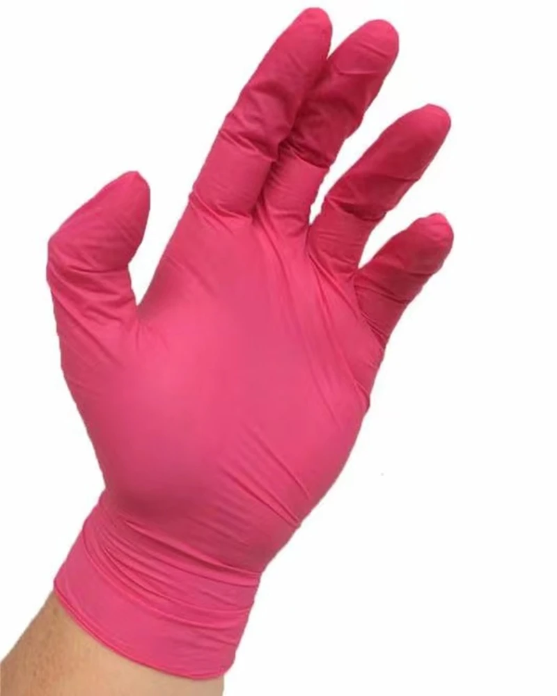 Nitrile Gloves 100PCS Disposable Pink Powder Free Allergy Free Gloves Synthetic Work Safety Gloves for Dishwashing Beauty Tatoo