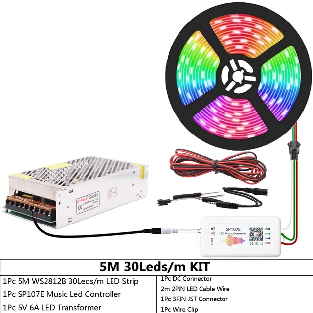 Controladora SP107e Bluetooth Fita LED RGB Digital 2811 2812 2815 6803 VU  Endereçada 5-24V - Planet Iluminação