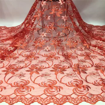 

Newest African Tulle beads Lace Fabrics With Stones Embroidery Net Lace African French Lace High Quality With Beads Wedding