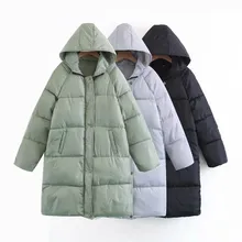 2021 New Winter Women's Long Fashion Warm Down Jacket Female Casual Hooded Thick Outerwear Lady Solid Color Loose Plus Size Coat