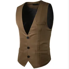 МОЛОДЕЖНЫЙ мужской стиль, модный однотонный Однорядный мужской жилет с тремя пряжками