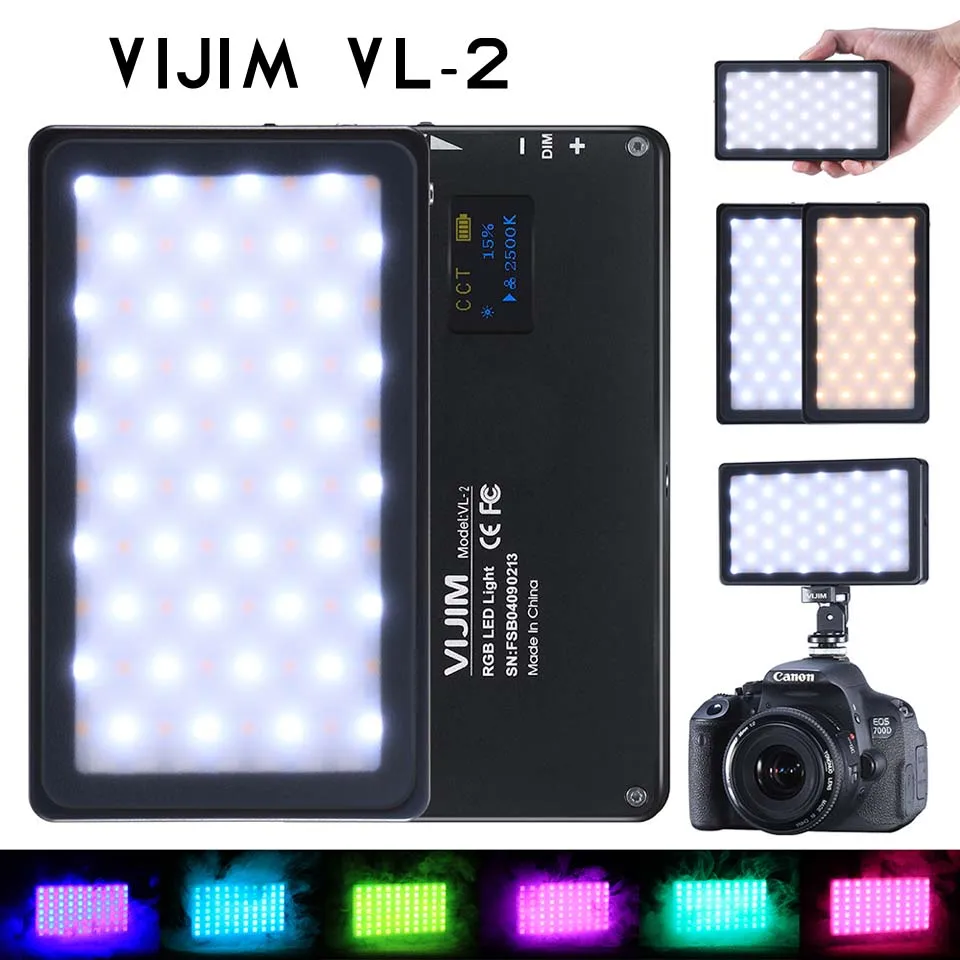 VIJIM VL-2/VL-1 Светодиодная панель видео свет 2500 K-8500 K полноцветная портативная лампа освещения фотографии с портом type-C - Цвет: VL2 2500K-8500K