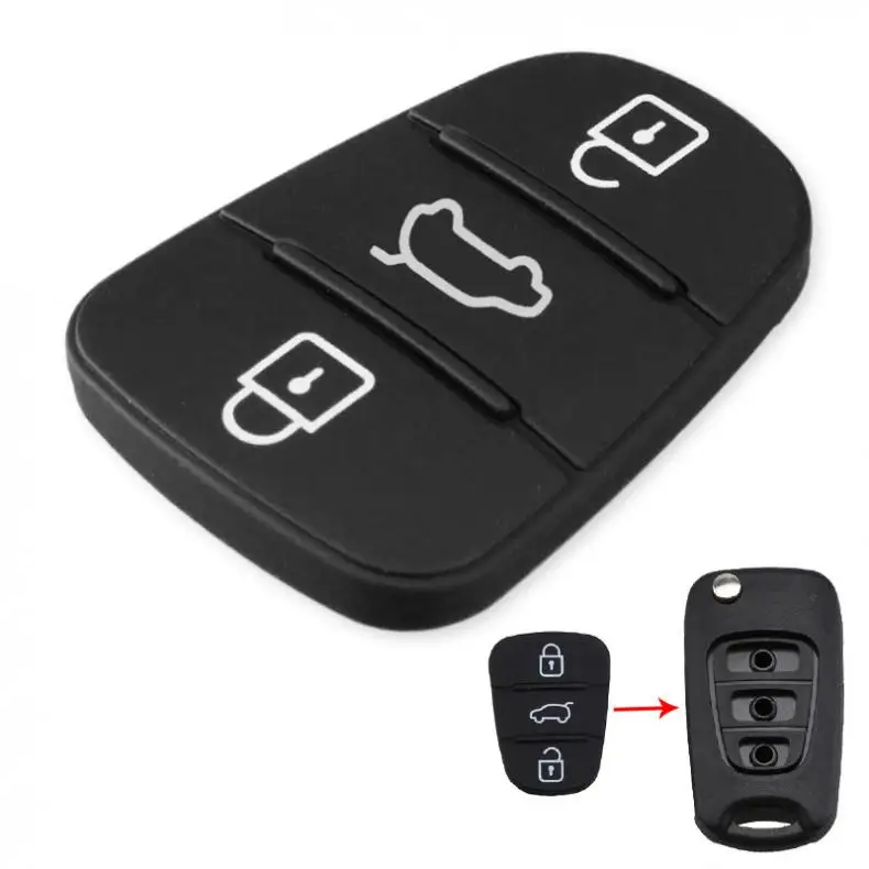 

3 Buttons Rubber Pad Insert Fit for Hyundai Solaris Accent Tucson l10 l20 l30 Kia Rio Ceed Flip Remote Car Key Shell
