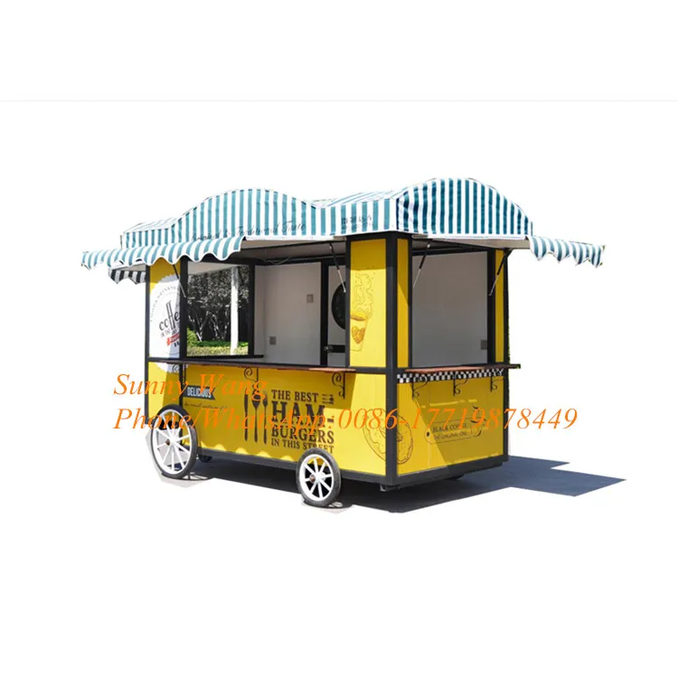 

yellow color ice cream cart food trucks mobile van food trailer street food vending cart for sales