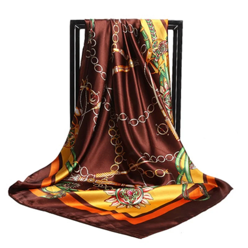Модный 6 стилей Леопардовый хиджаб роскошный женский шарф бренд искусственный атлас шелковые шарфы платок 90*90 см - Цвет: pattern 1