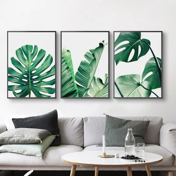 

Nordic Tropical Plants Wall Art Canvas Paintings Leaf Wall Posters Printed Pictures Art Prints Posters Living Room Home Decor
