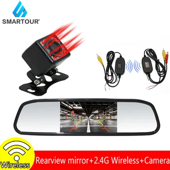 

Smartour Car HD Video Auto Parking Monitor Night Vision Reversing 2.4G Wireless Rear View Camera With 4.3"Car Rearview Mirror