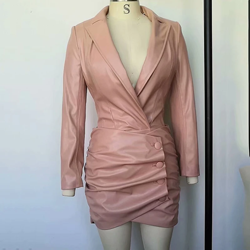 Женский комплект из искусственной кожи Sexyboutique розовая мини юбка с длинными