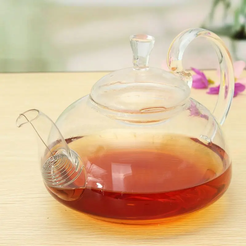 

800ml Clear Glass Heat Resistant Teapot / Infuser Flower / Green Leaf Tea Pots