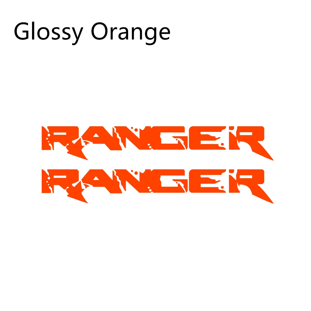 2Pcs For Ford Ranger Car Side Stickers Trunk Decoration Vinyl Film Auto Sports Styling Decals Automobile Car Tuning Accessories - Название цвета: Glossy Orange