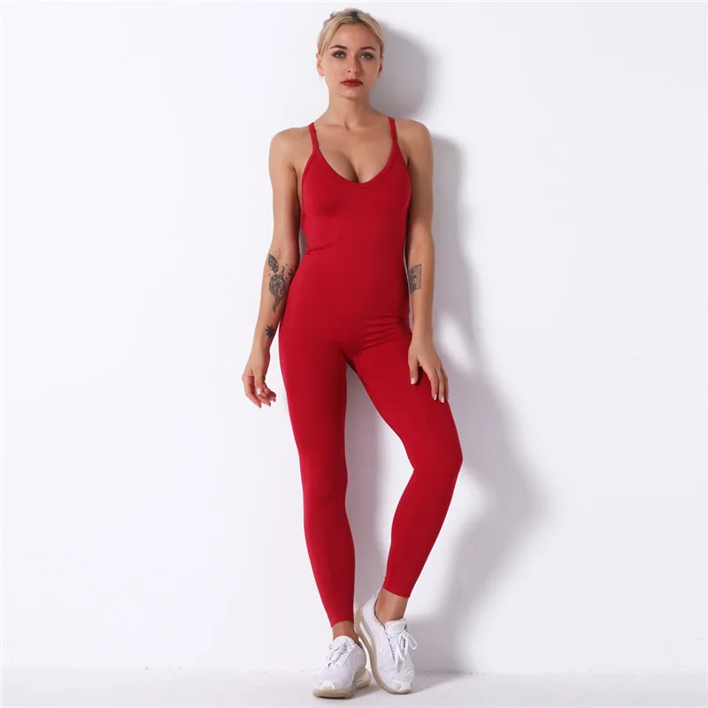 Backless Sexy Sport Suit Seamless Yoga Set Fitness Jumpsuit Sportswear For Women Gym Running Set Athletic Suit Mujer Push Up Set 5