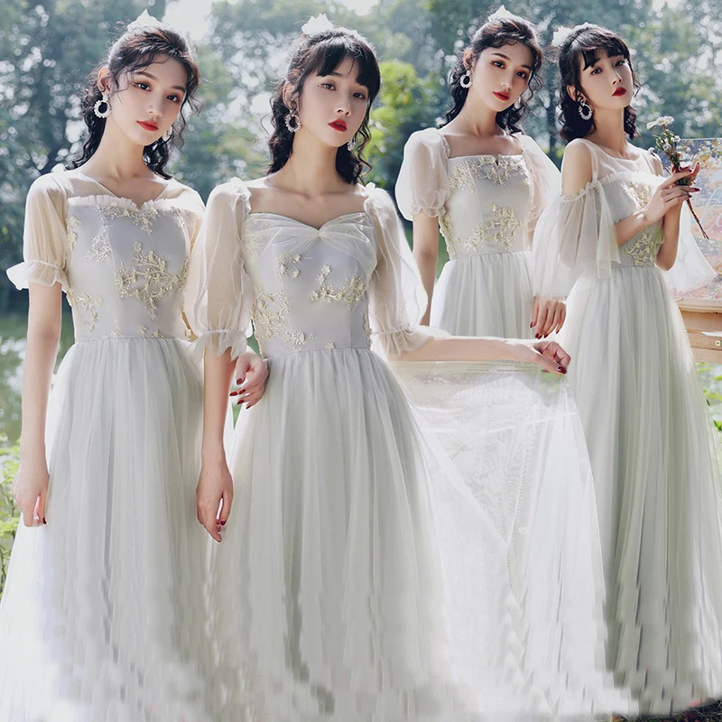 Bridesmaids Dresses Illusion Strapless Pleat Embroidery Half Appliques Lace Tulle Off The Shoulder Women Wedding Party Gown E328 Bridesmaids Dresses Illusion Strapless Pleat Embroidery Half Appliques Lace Tulle Off The Shoulder Women Wedding Party Gown E328