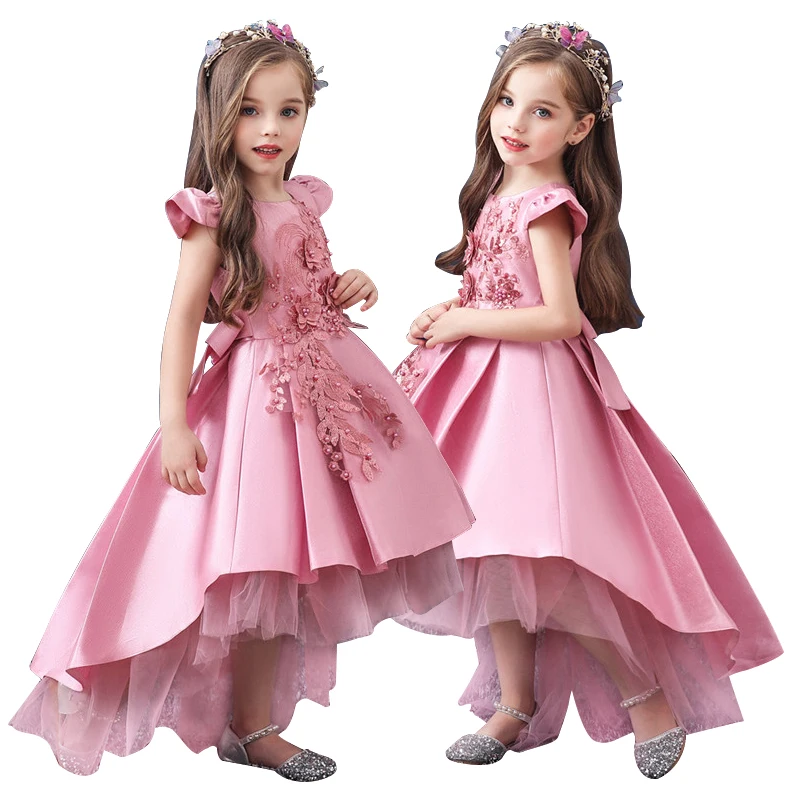 Детские Свадебные пушистые костюмы с цветочным рисунком для девочек; платье со шлейфом для девочек; платье принцессы для подиума; 3-12 лет