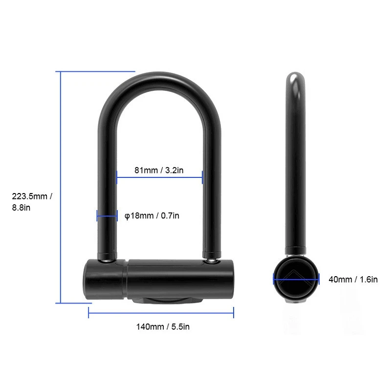 Heavy-Duty U-Shaped Electronic Fingerprint Lock Padlock USB Rechargeable Charging Key for Scooter Bicycle Glass Door