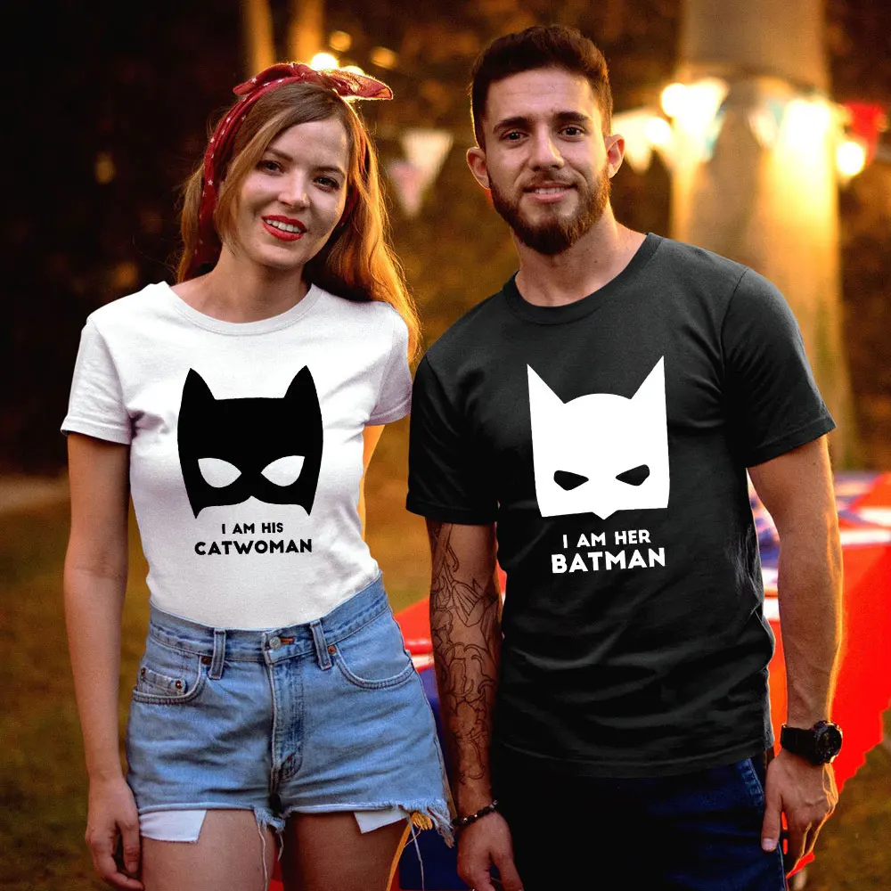 Повседневная Женская футболка с графическим принтом I Am His Cat women Her Batman подходящая