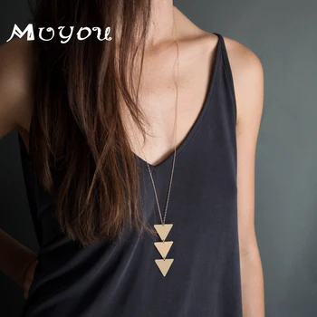 

Modern Three Triangular Long Necklace Exaggerated Alloy Ladies Pendant Necklace Fashion Creative Sexy Girl Accessories XL630