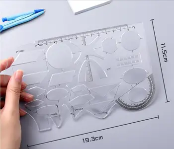 

Stationery Function Geometric Ruler Drawing Graphic Stencil Drawing Circle Hollow Pattern Ruler Set