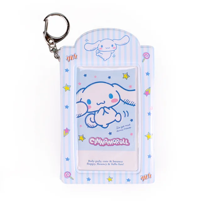 Cartoon Kawaii Card Sleeve Key Chain Cinnamoroll Kuromi Mymelody Bus Card Student Campus Meal Card Protection Cover Bag Pendant 4