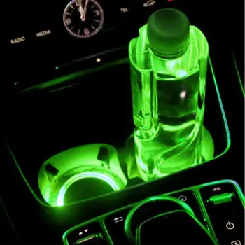 

2Pcs Solar Auto Bekerhouder Met LED Licht Bodem Mat Pad Cover Lamp Fles Drankjes Coaster Auto Styling