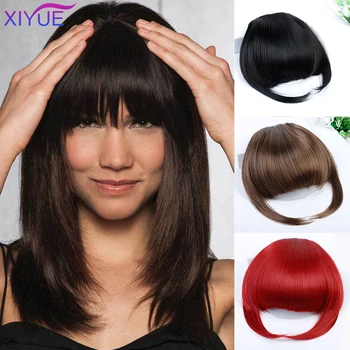 

High-Temperature Matte Silk Neat Front False Hair Fringe Clip In Bangs Hairpiece With High Temperature Synthetic Hair