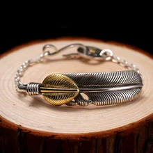 Cigovo925 Серебряный браслет ручной работы из перьев мужской модный ретро Тайский Серебряный небольшой дизайн группы мужские серебряные ювелирные изделия