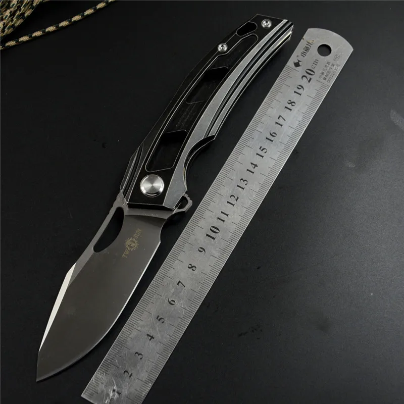 

New Pocket Folding Knives Twosun Tactical Hunting Outdoor Camping Knives D2 Stainless Steel Blade Titanium Handle TS64