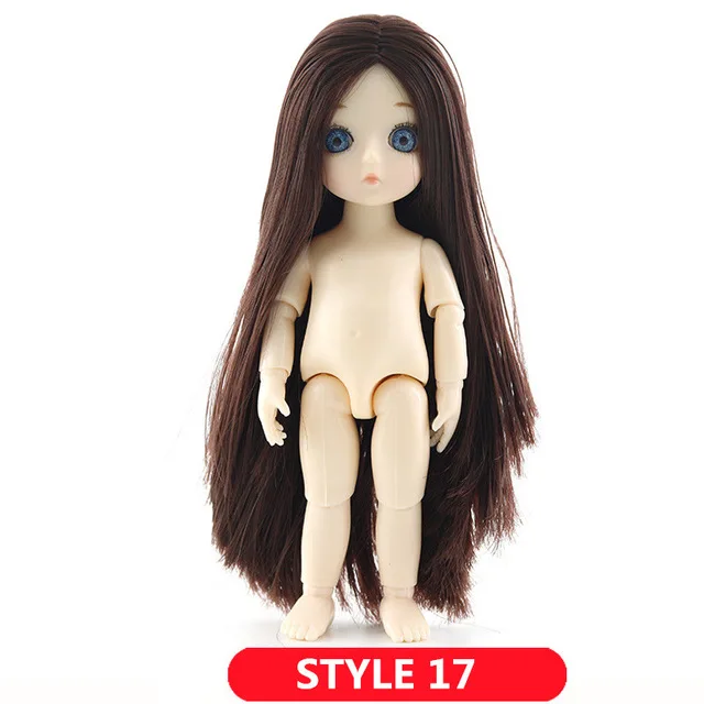 STYLE17 BJD кукла 13 подвижная соединенная 16 см Обнаженная тело красивая принцесса 3D глаза модные куклы игрушки для девочек Рождественский подарок - Цвет: STYLE17