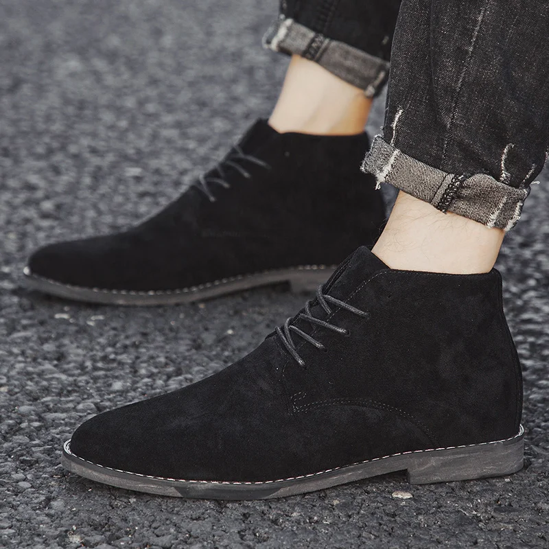 Chelsea Boots Men Fashion Pointed Comfortable Ankle Dress Lace Up Suede Casual men chelsea boots