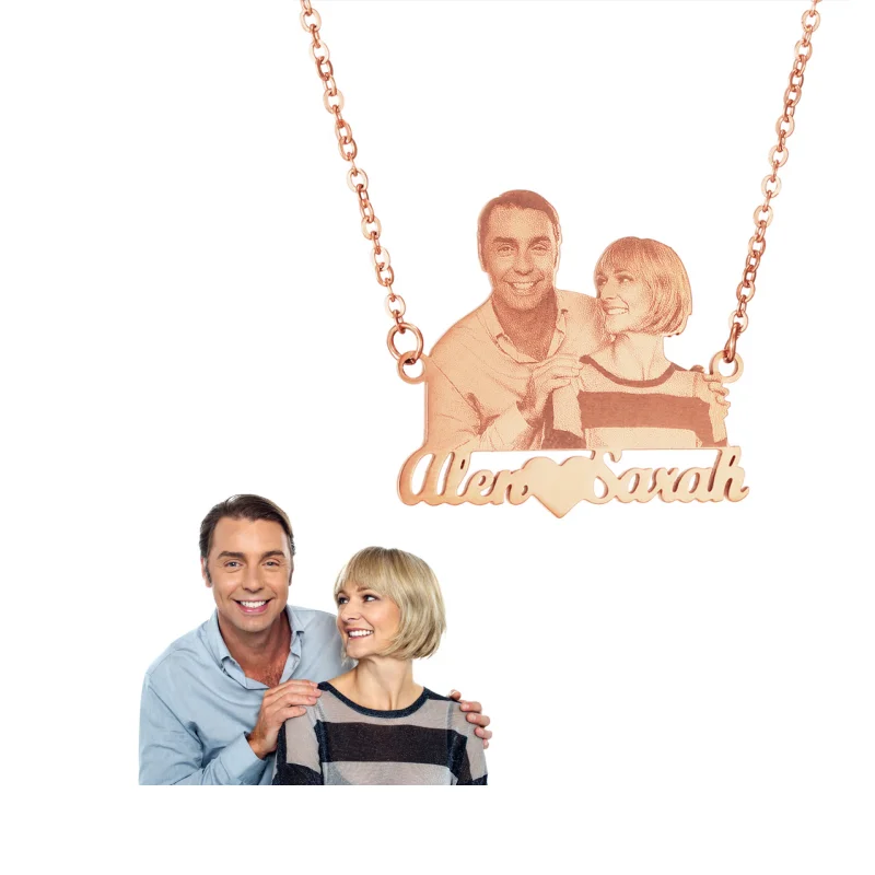 Custom photo/name necklace Customized Portrait choker of couple/brother/sister/family Stainless steel jewelry chain pendant gift