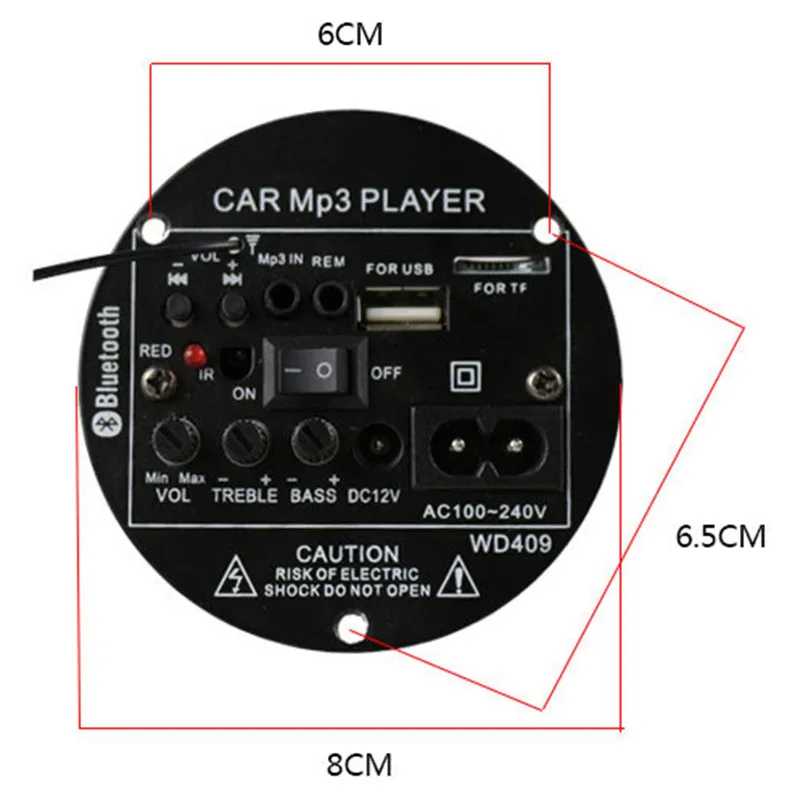 20 Вт Bluetooth Мощность Плата усилителя 12V 220V подойдет как для повседневной носки, так сабвуфер усилитель Поддержка Tf Usb Fm 4 дюймов НЧ-динамик Высокочастотный динамик Diy штепсельная вилка стандарта США