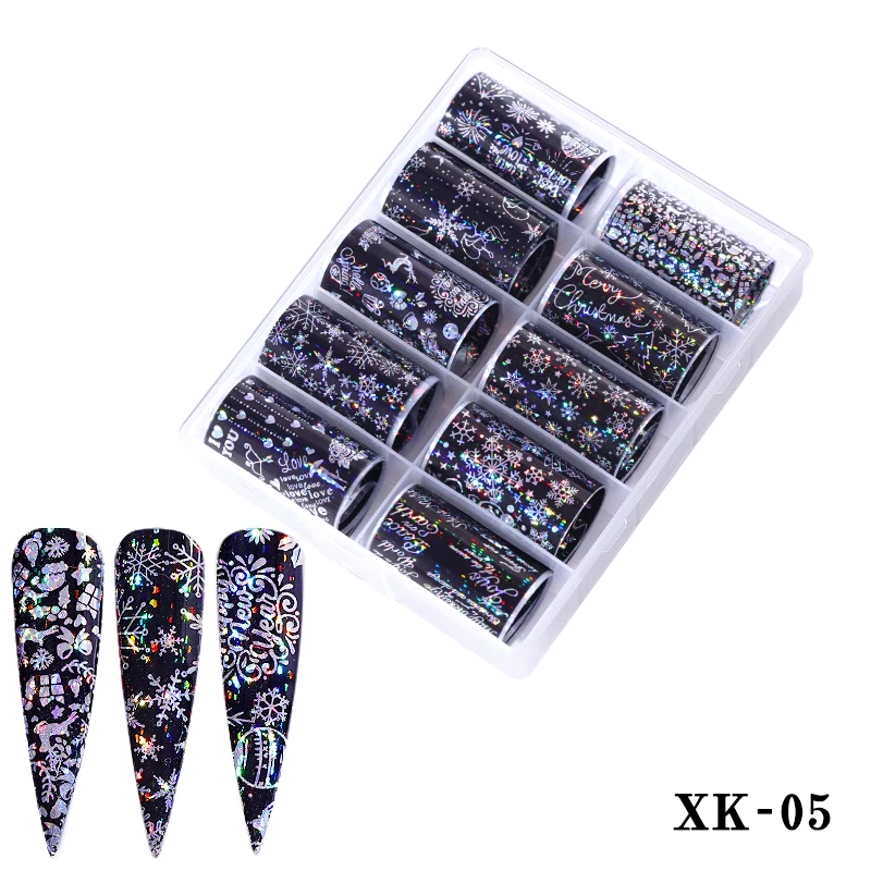 MXK-05 FlorVida 4 см* 100 см 10 шт./кор. нейл-арта Фольга рулонов цветок Лазерная наклейки передачи ABC Леопардовый принт маникюрные наборы наклейка - Цвет: MXK-05