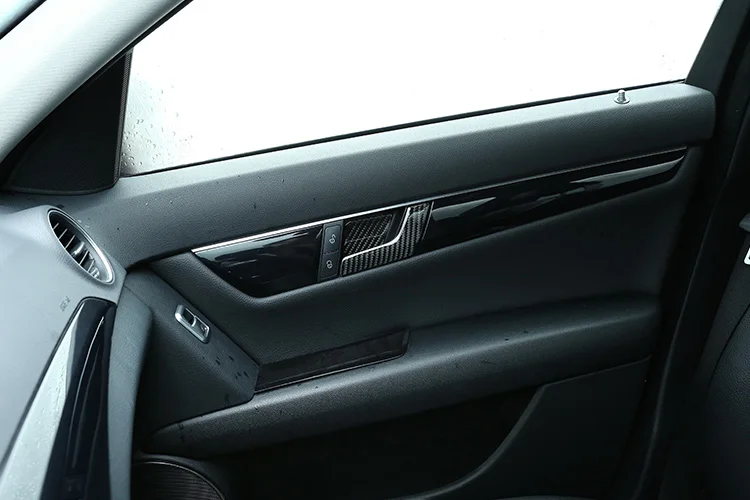 4 шт. мягкое углеродное волокно для Mercedes Benz C Class W204 C180 C200 C260 2007-2013 наклейки на дверные ручки аксессуары