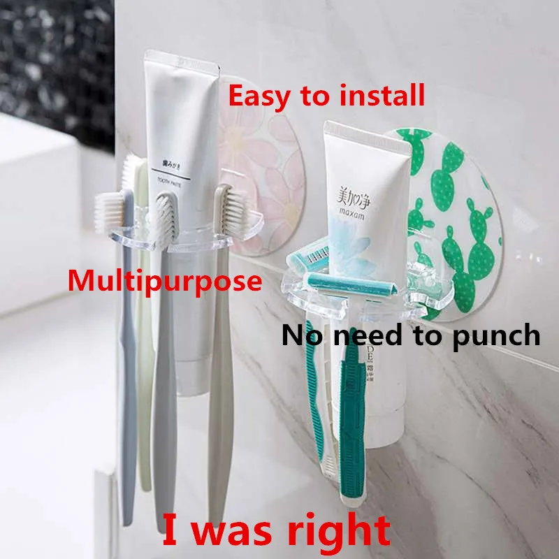 

1 Piece of Non-punch Fun Toothbrush Holder Multifunctional Wall-mounted Storage Rack Toiletries Children's Toothpaste Holder