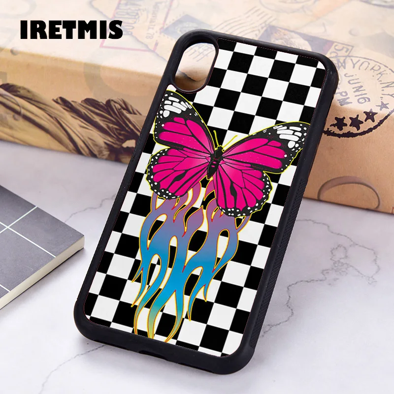 Iretmis 5 5S SE чехол для телефона iPhone 6 6S 7 8 plus X Xs XR 11 12 Mini Pro Max силиконовый клетчатый