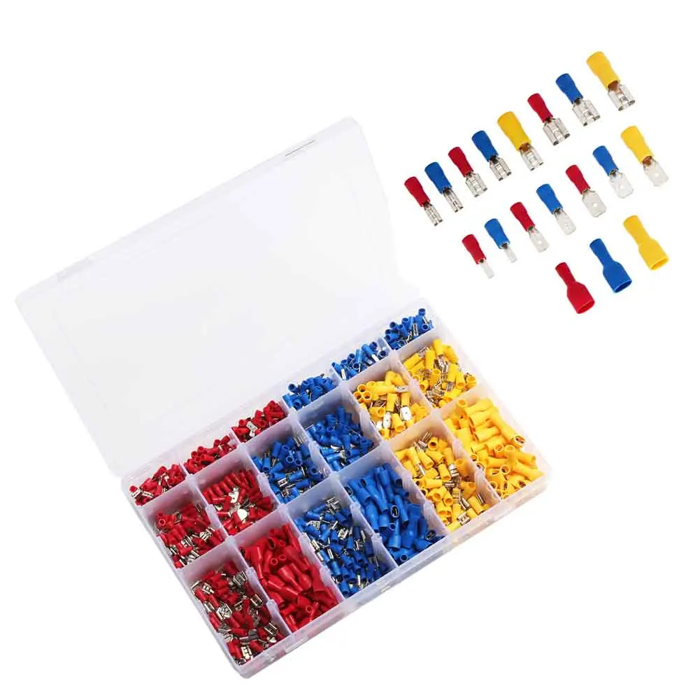 

900pcs Crimp Terminal Set Electrical Wire Connectors Multifunction Workshops Assorted Insulated Car Widely Use Garage Spade Home