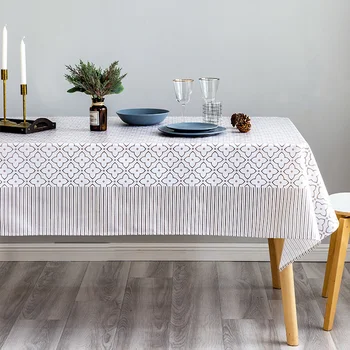 

DUNXDECO Waterproof Oil Proof Tablecloth Party Table Cover Fabric Modern Simple French Country Style Print Art Desk Decorating