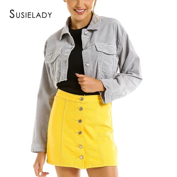 

Women's Short Denim Jacket Button Down Crop Jeans Denim Jacket Fur Collar Curdoroy Long Sleeve Trucker Jackets