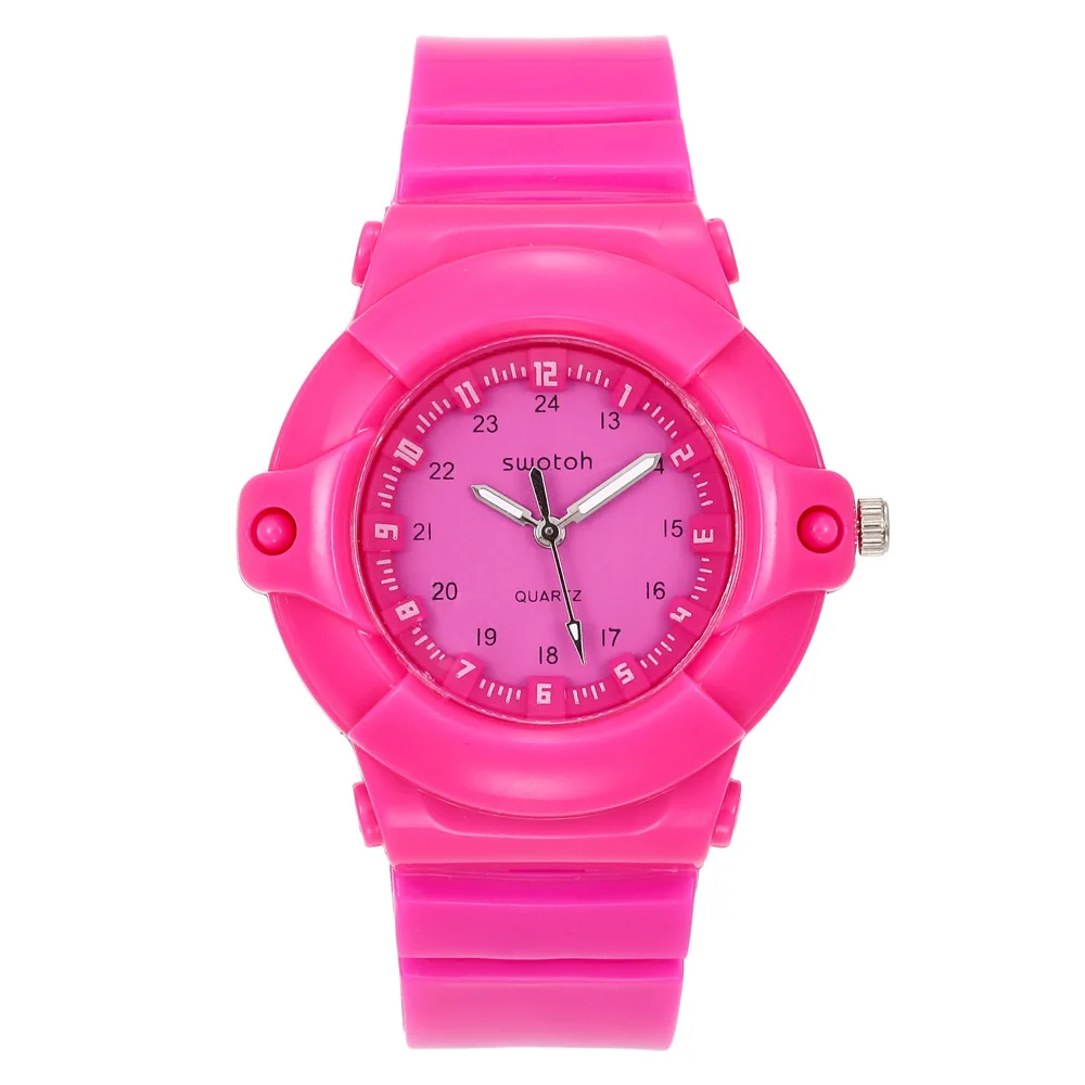Детские часы силиконовые модные часы кварцевые Мультяшные студенческие часы для мальчиков и девочек лучший подарок часы детские часы для студента - Цвет: Розовый