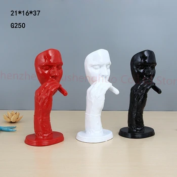 

Retro Meditators Abstract Sculpture Man Smoking Cigar Creative Face Statue Character Resin Figurine Artwork Home Decorations