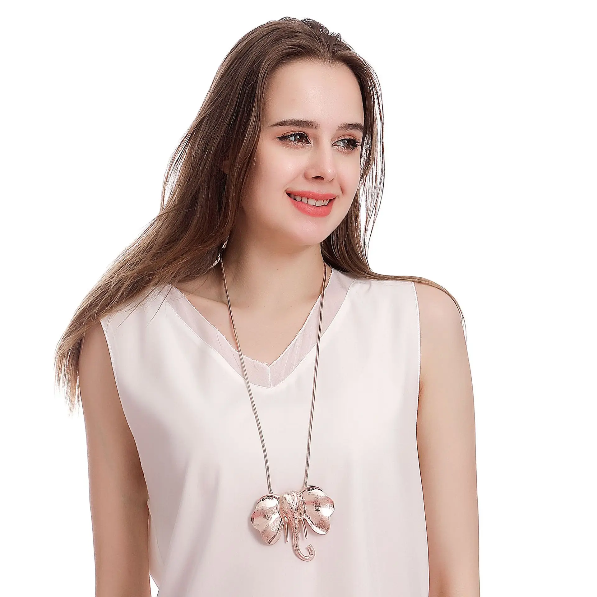 Trend Long Neck Chains Necklace for Women Kpop Elephant